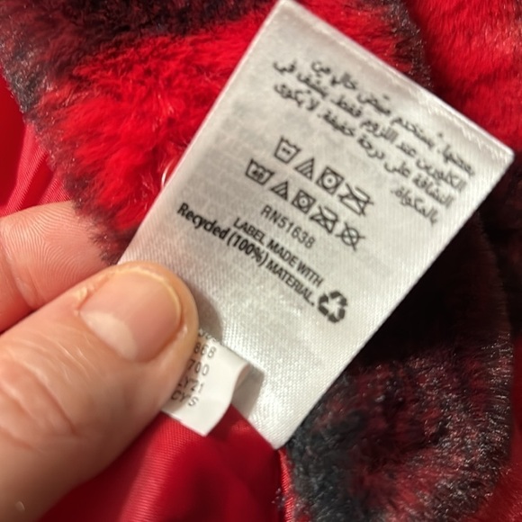 Epic Threads Toddler or Girls RED BUFFALO CHECK Faux Fur Jacket - Picture 7 of 10